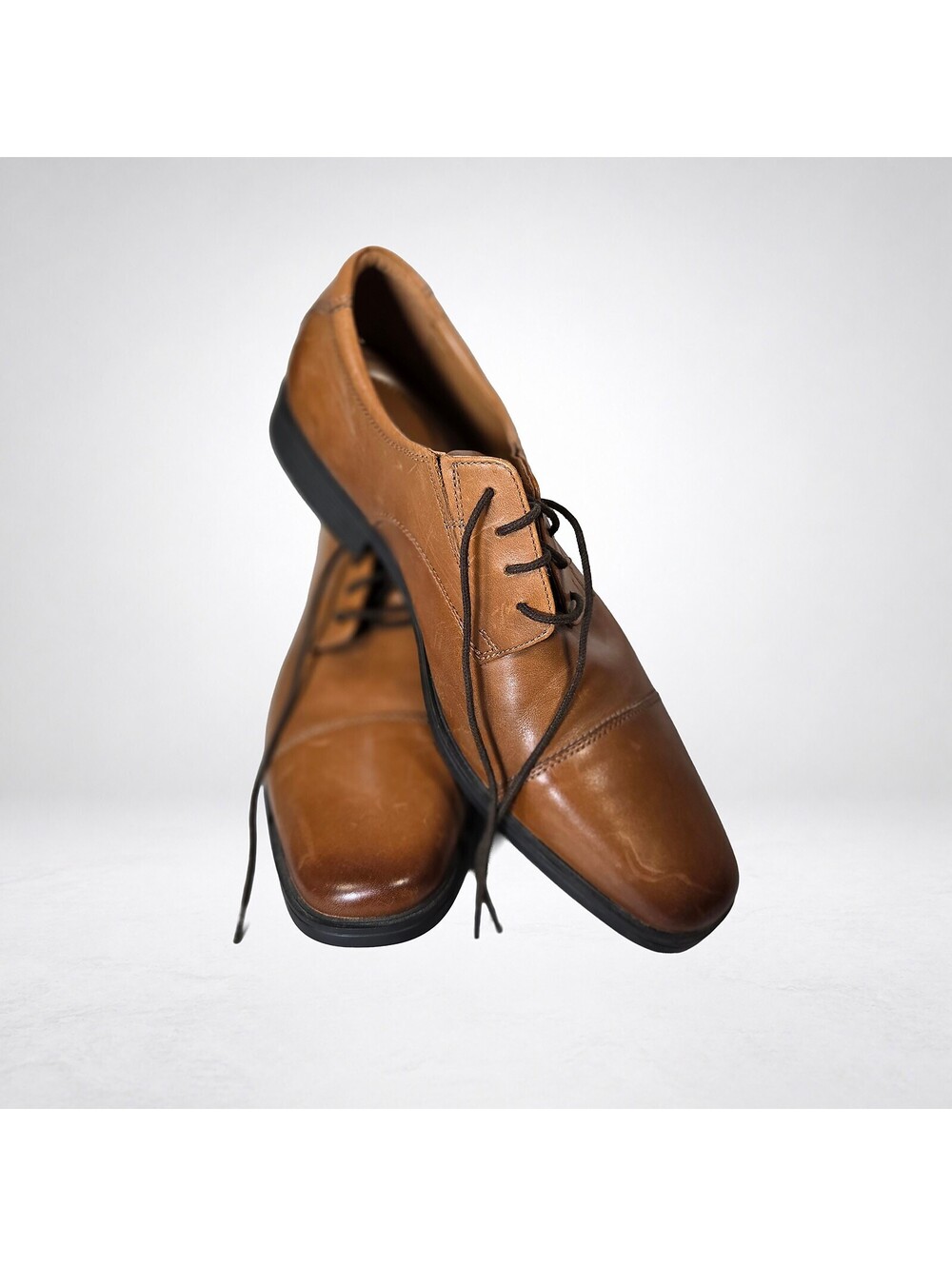 Clarks Collection Men's 11.5 Leather Cap Toe Oxford Tan Shoes